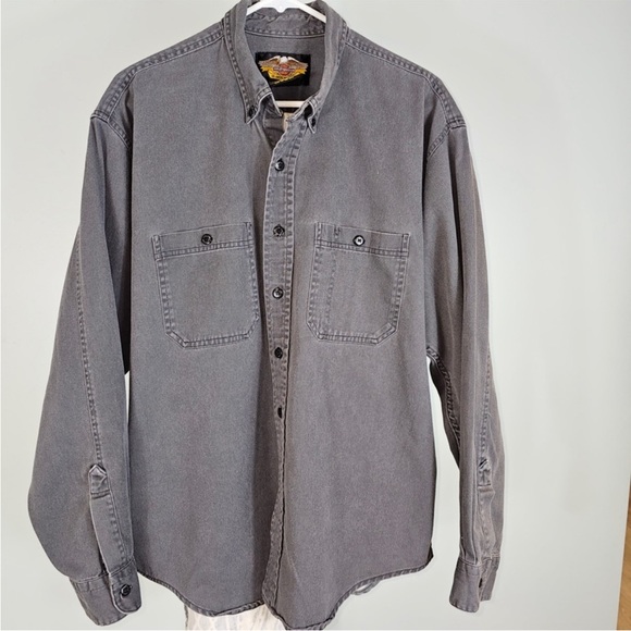 Harley Davidson Button down denim shirt - Picture 3 of 4